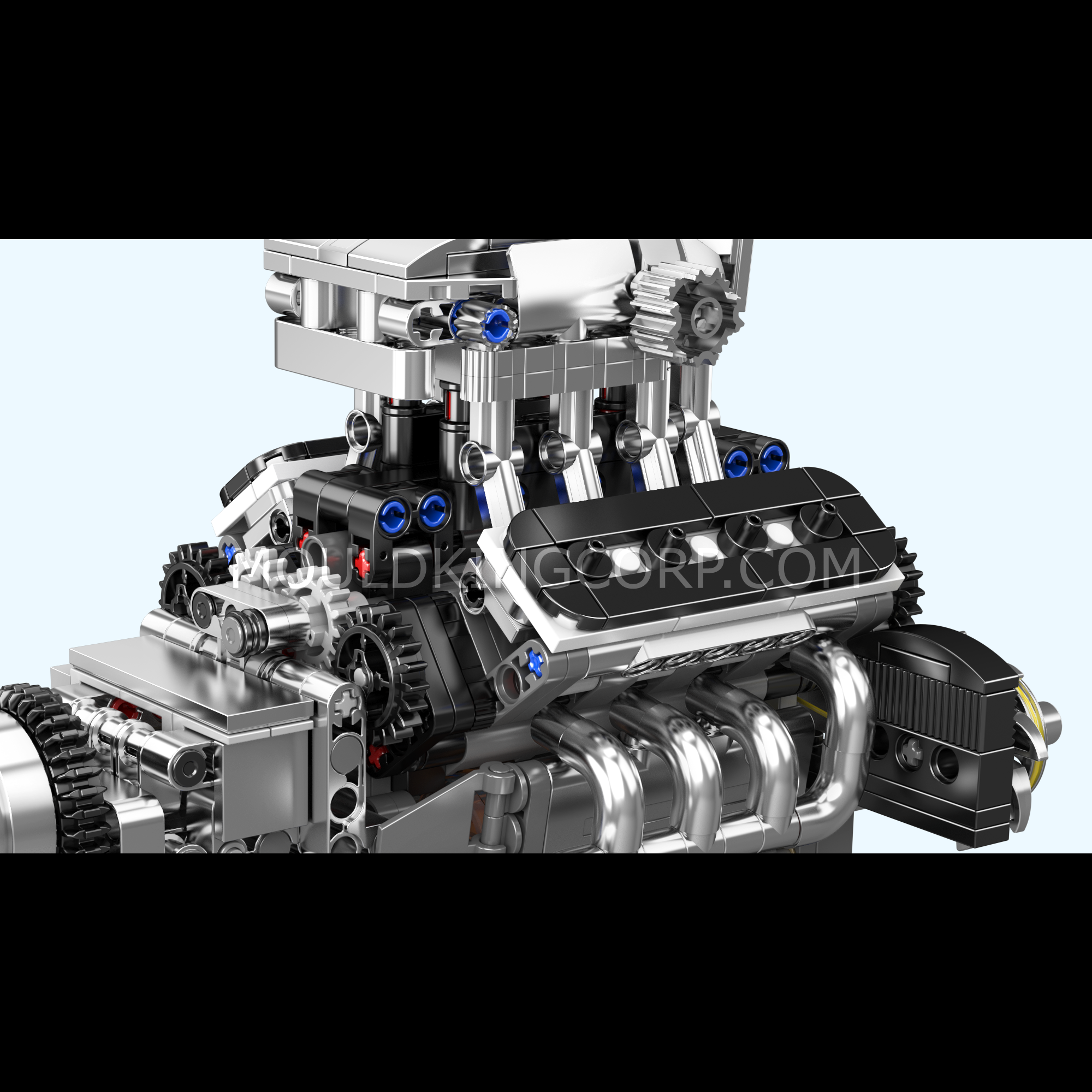 Mould King 10206 Turbocharged V8 Engine Model Building Kit - 737 PCS DIY Mechanical Engineering Toy for Adults & Teens | STEM Educational Gift, Car Enthusiast Collection, Home Office Display