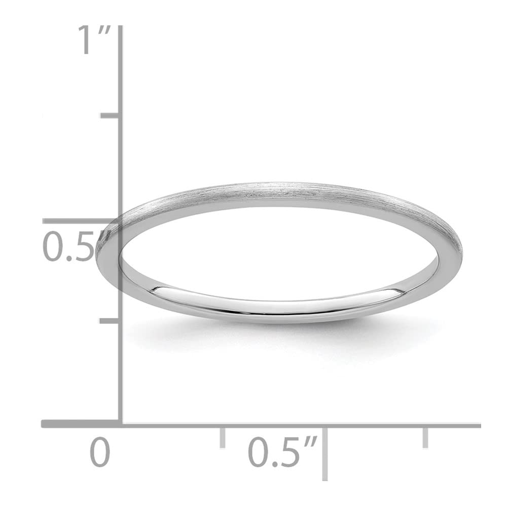 10K White Gold 1.2mm Half Round Satin Stackable Band Ring - Dainty Women's Fine Jewelry for Everyday Wear, Anniversary & Birthday Gifts for Her