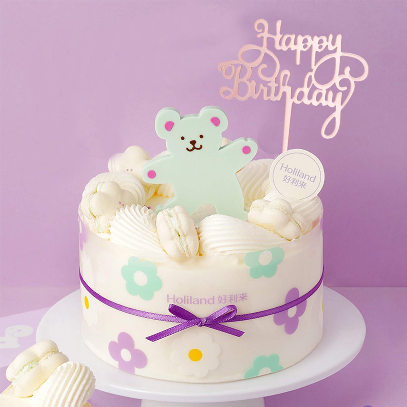 SUBANG 12-Piece Acrylic Rose Cake Toppers for Birthday Decorations - 4.1 x 6.5 Inch - Perfect for Wedding, Baby Shower & Anniversary Cakes