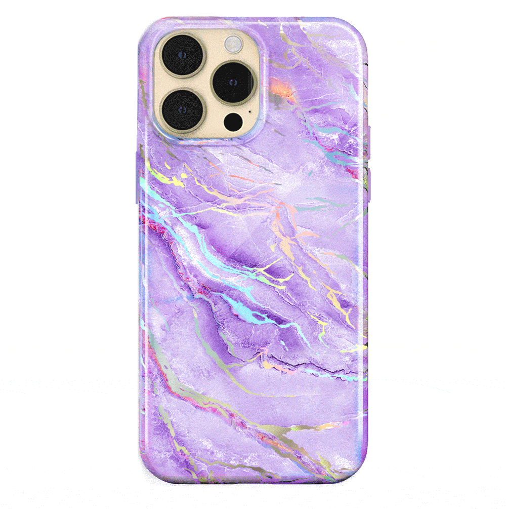 Purple Holographic Moonstone iPhone Case - Durable & Stylish Phone Cover for iPhone 13/14/15 Pro Max - Perfect for Everyday Use, Travel & Gift Giving