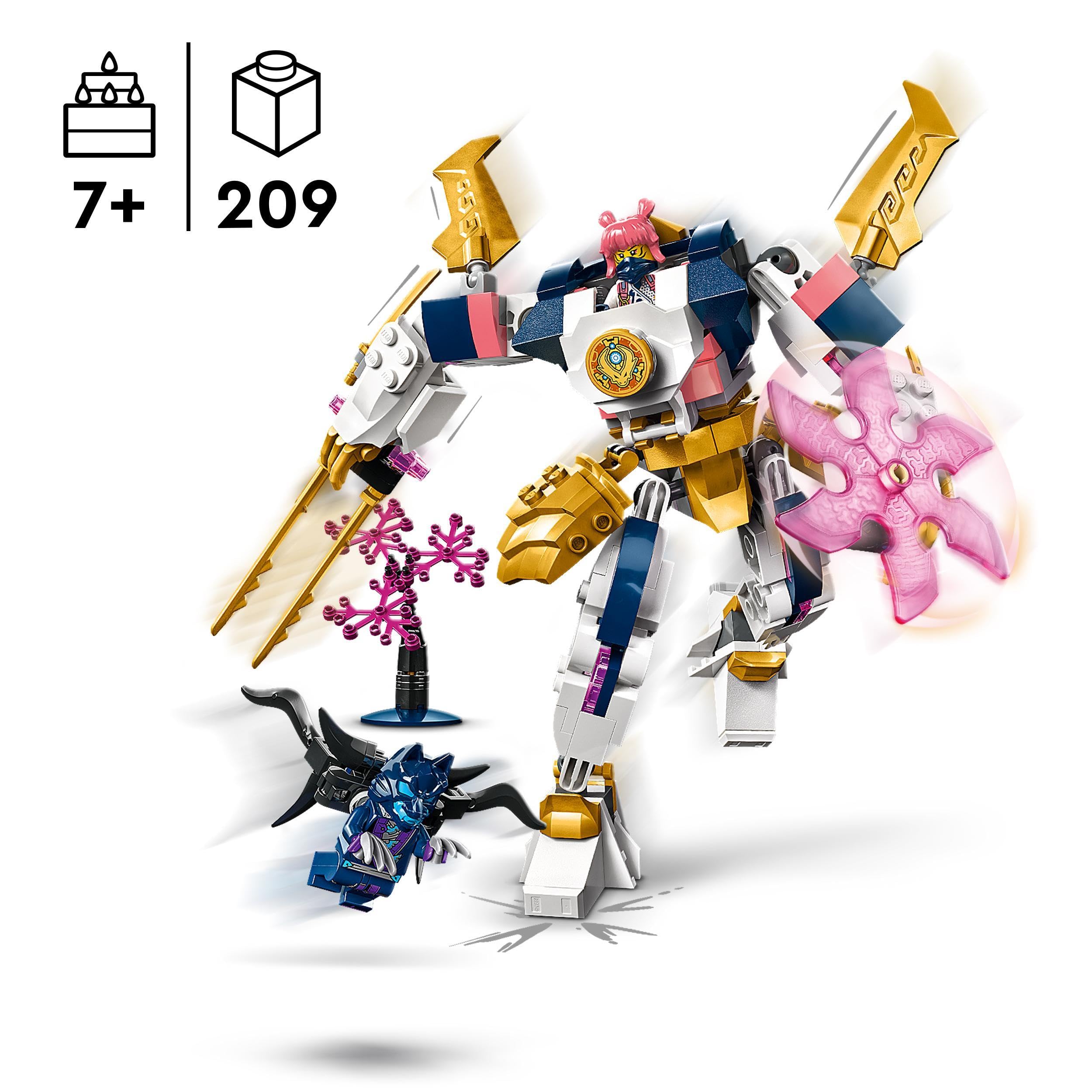 LEGO Ninjago Sora's Elemental Robot Building Toy Set with Minifigure - 71807 - Creative Construction Kit for Kids Ages 7+ - Perfect Birthday Gift for Boys & Girls - Ninja Play & Display Scenes