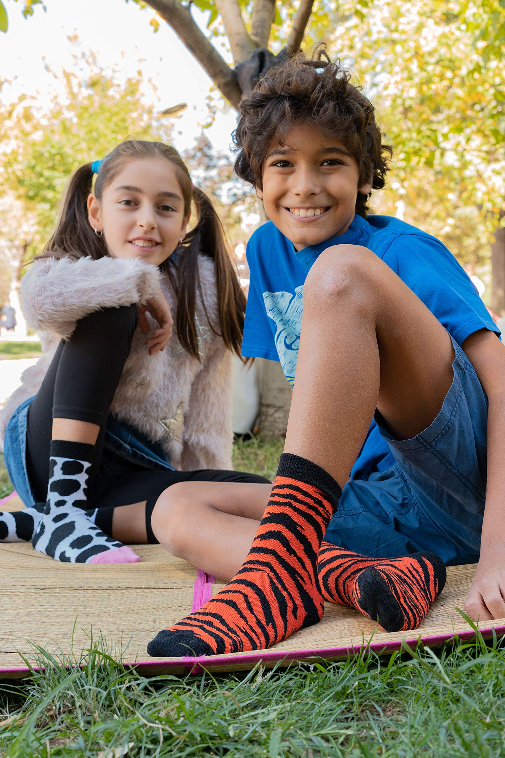 Kids 5-Pair Fun Colorful Cotton Crew Socks Gift Set - Soft Comfortable Dress Socks for Boys & Girls - Perfect for School, Parties & Everyday Wear