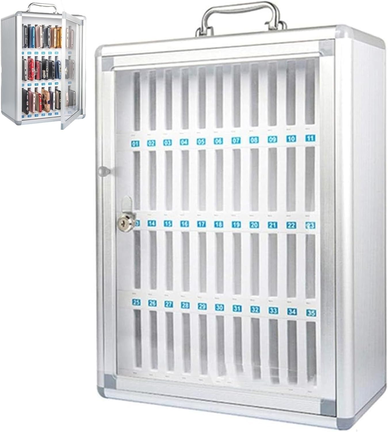 Wall-Mounted Aluminum Alloy Cell Phone Caddy with 24 Slots - Classroom Phone Organizer for Students & Office Staff - Perfect for Schools, Offices, and Meeting Rooms