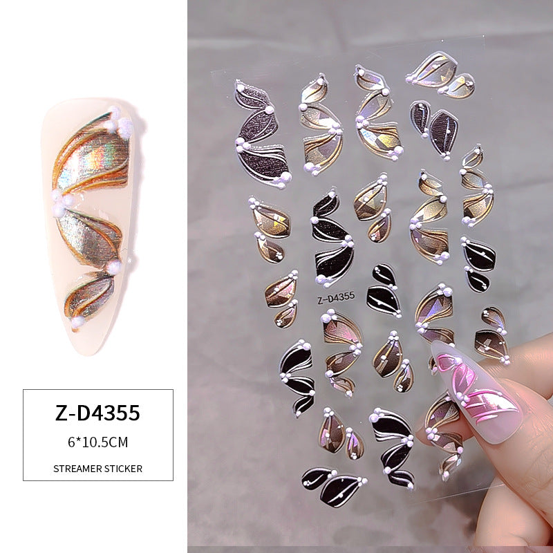 3D Multicolor Nail Art Stickers - Self-Adhesive Nail Decals for DIY Manicure, Perfect for Parties, Weddings, and Special Occasions