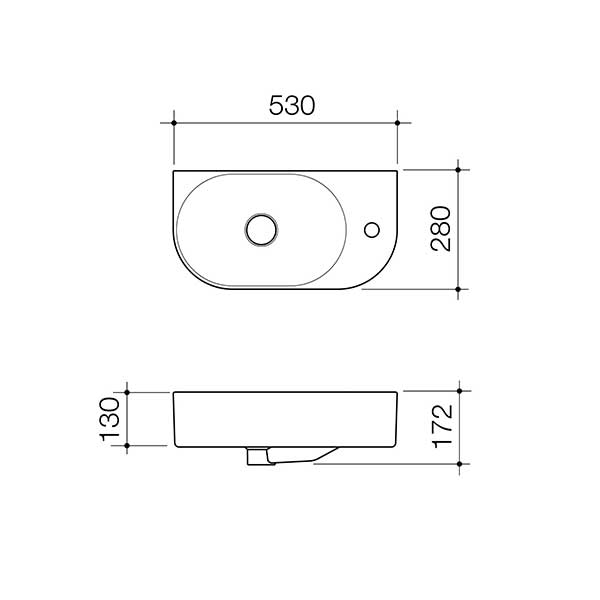 Caroma Liano II Wall-Mounted Bathroom Sink - Modern Matte Grey Finish for Small Spaces & Powder Rooms | Perfect for Contemporary Homes & Guest Baths