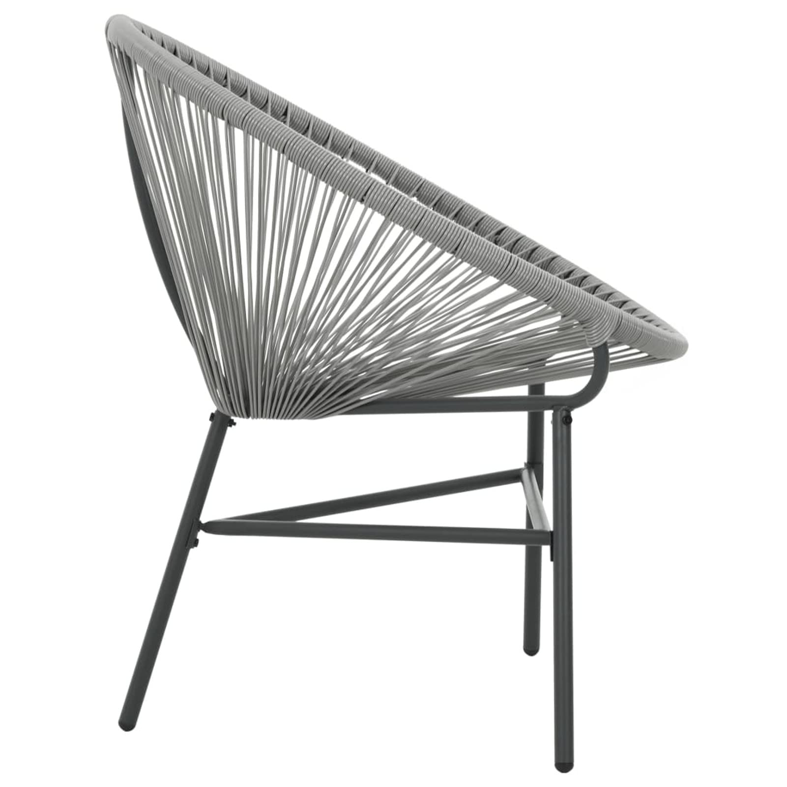 Stackable Outdoor Patio Chairs - Lightweight Poly Rattan Moon Chairs with Side Table (Set of 2, Gray) for Garden, Poolside, and Balcony Relaxation