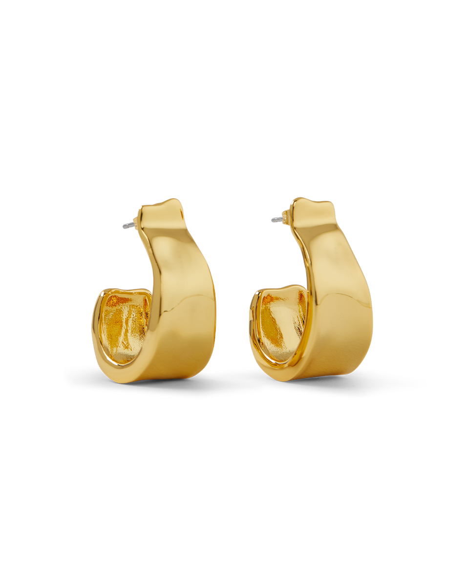 Stylish Molten Gold Ribbon Hoop Earrings - Trendy Dangle Drop Ear Jewelry for Women | Perfect for Parties, Weddings & Everyday Wear