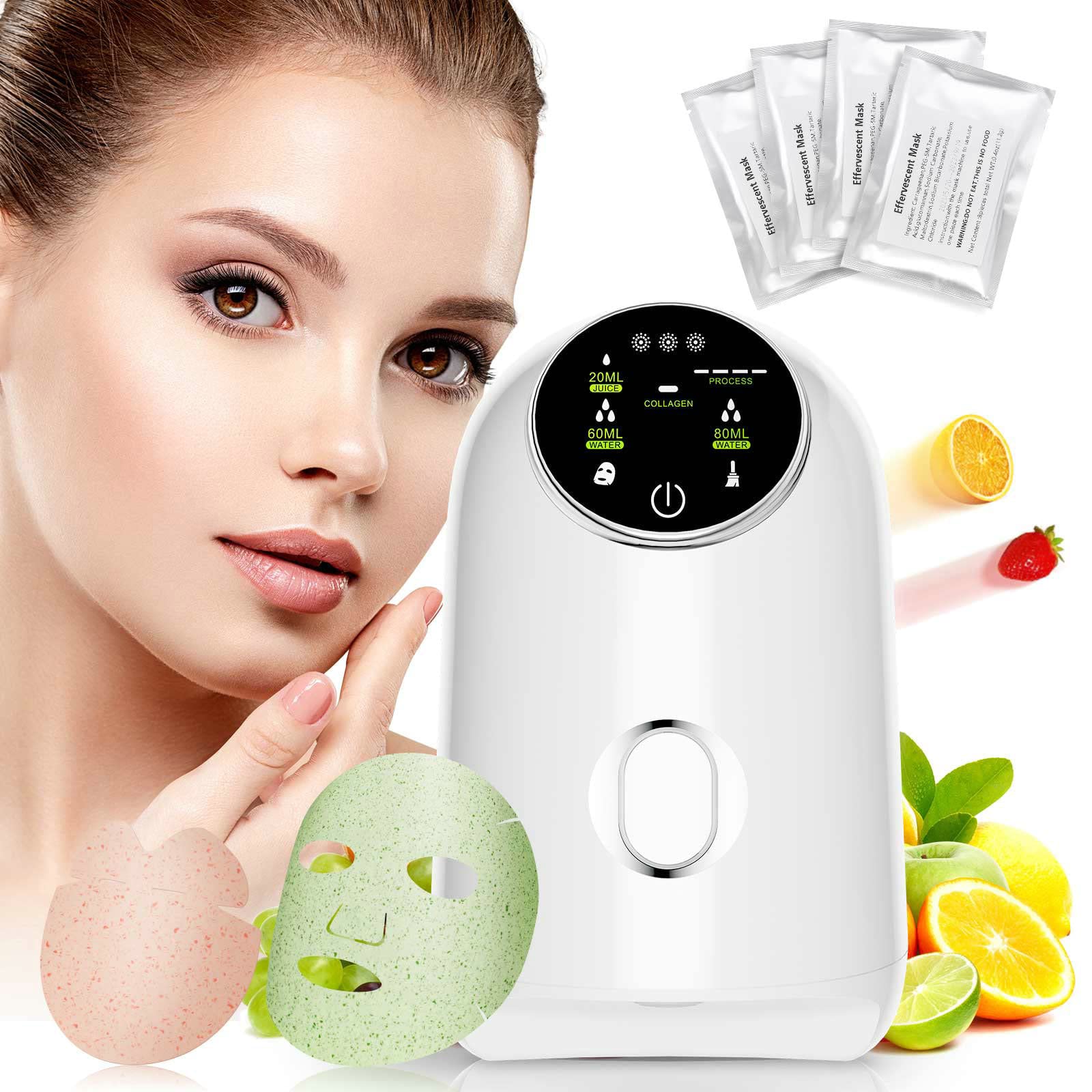 DIY Facial Mask Maker Machine Kit with 32 Collagen Pills - Touchscreen Fruit & Vegetable Home Beauty Device for Quiet SPA Treatments | Perfect for At-Home Skincare & Salon Professional Use