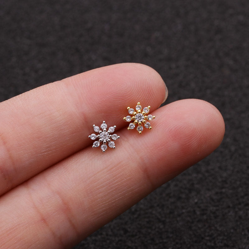 20G Cartilage Tiny Stud Flower Earrings for Women - HSPJ1944 | Dainty Floral Studs for Everyday Wear, Gifts & Special Occasions