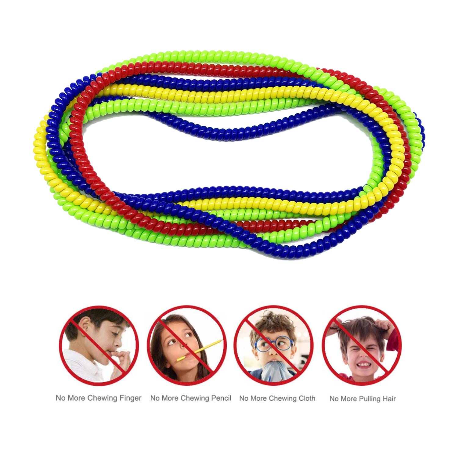 Sensory Chew Necklaces for Kids - 4 Pack Chewable Necklaces & 4 Bracelets for Autism, Anxiety, and Nail Biting Relief - Oral Sensory Toys for Autistic Children - Perfect for School, Travel, and Calming Sensory Needs