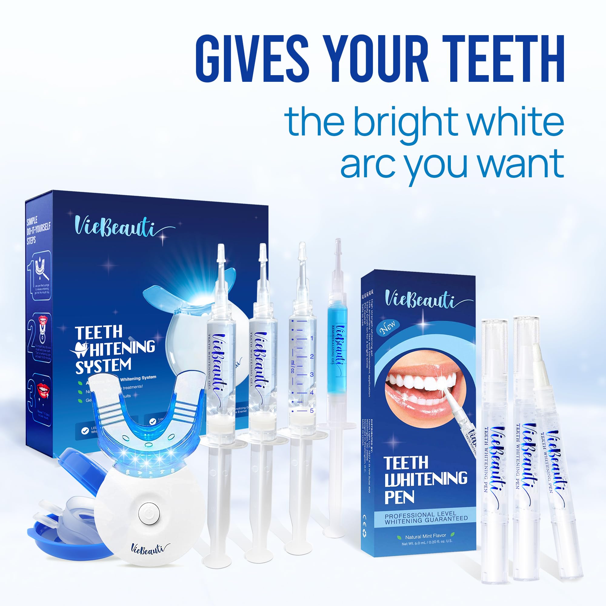VieBeauti Teeth Whitening Pen (3 Pack) - 30+ Uses, Effective & Painless Teeth Whitener for Sensitive Teeth, Travel-Friendly Teeth Whitening Kit with Mint Flavor - Perfect for Home Use, Travel, and Special Occasions