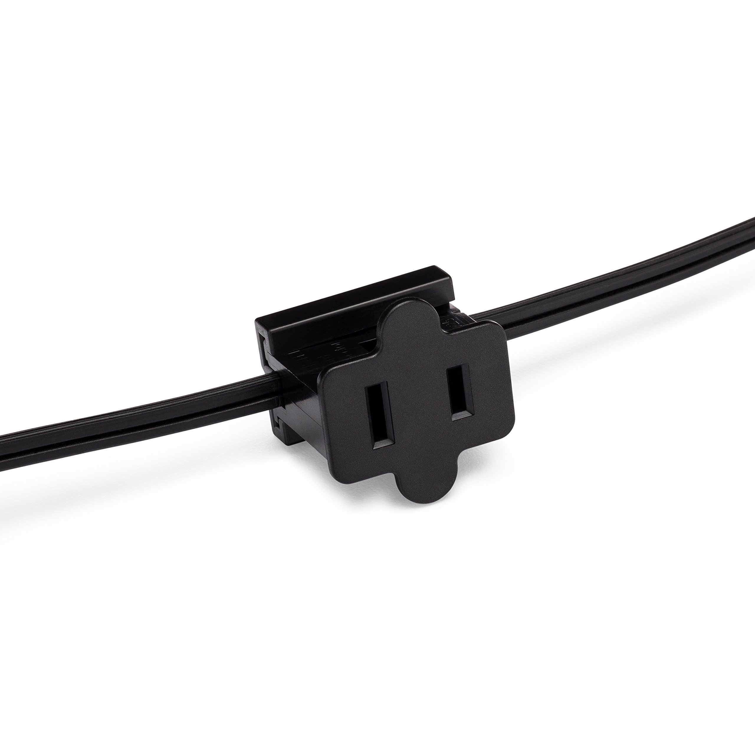 Black Female Inline Pass Through Slip Plug SPT-1 - 10 Amp Customizable Zip Plug for Professional Christmas Lights (100 Pack) - Perfect for Holiday Decorations, Indoor/Outdoor Lighting, and DIY Projects