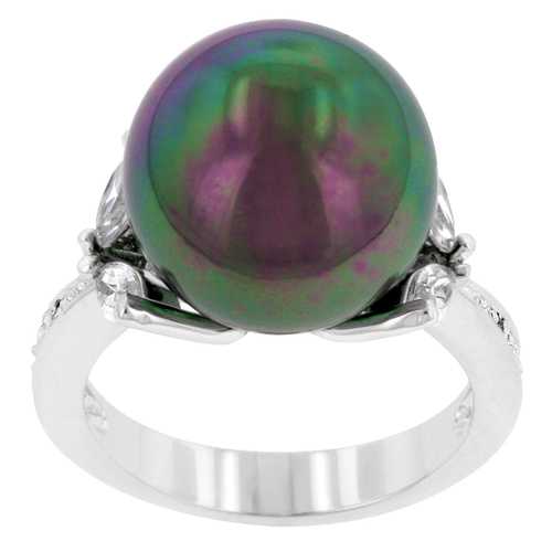 Exquisite Tahitian Princess Ring - Genuine Black Pearl & Sterling Silver Jewelry for Women - Perfect for Weddings, Anniversaries & Special Occasions