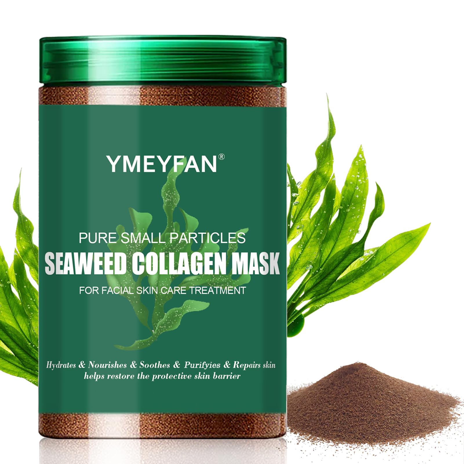 Pure Natural Seaweed Collagen Face Mask Powder - Fragrance-Free, Paraben-Free, Vegan Skincare Treatment | Deep Hydrating & Purifying Algae Seed Mask for Dry Skin | DIY Jelly Mask for Beauty Salon & Spa Use (500g/17.6oz) | Perfect for At-Home Facial Treatments & Professional Skincare Routines