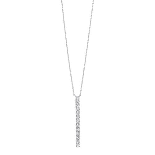 14K White Gold Diamond Journey Linear Bar Pendant Necklace (1/2 Carat TW) - Perfect for Anniversary Gifts & Special Occasions