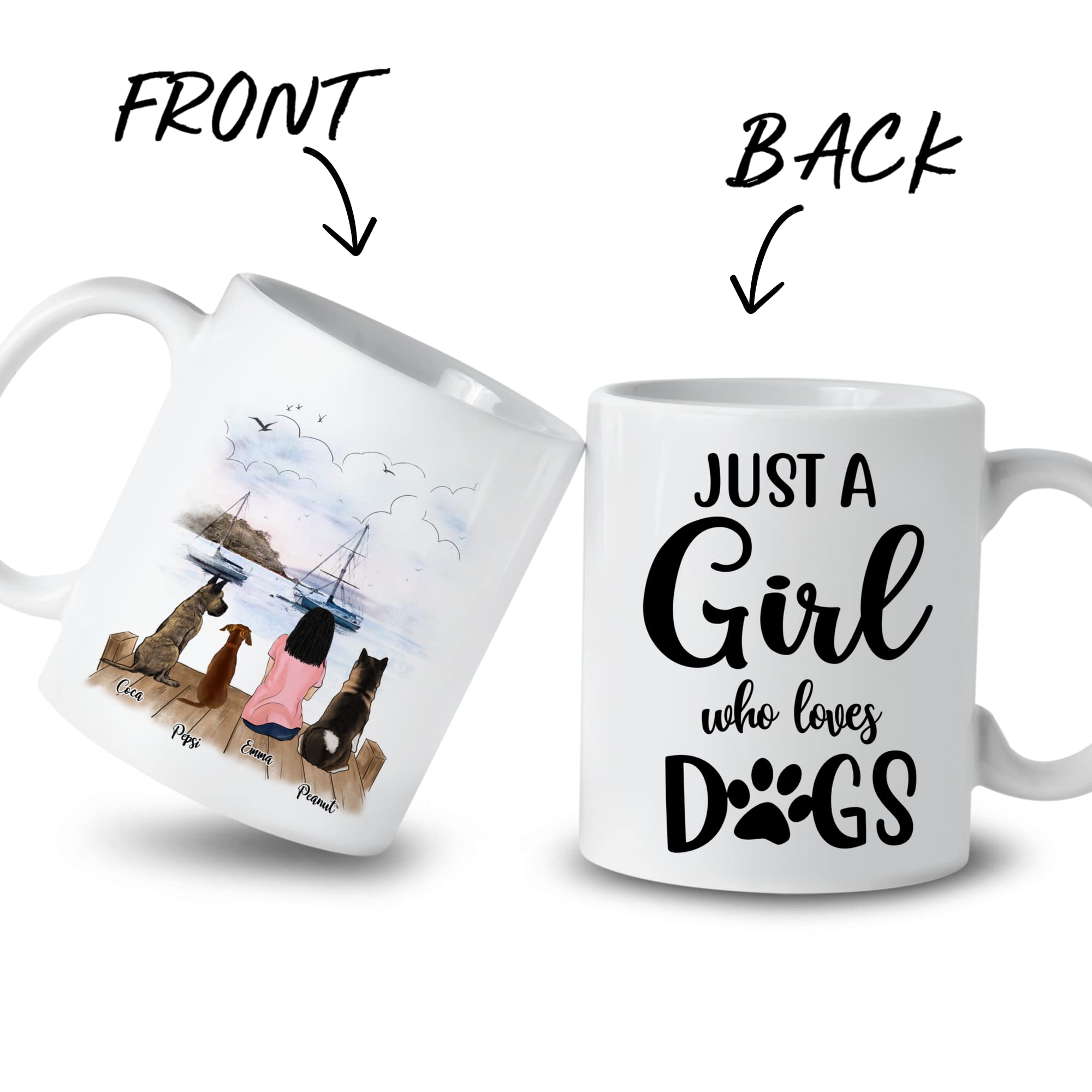 Gossby Custom Dog Mug - Personalized 3 Dogs Design - Perfect Gift for Dog Lovers & Pet Parents - Coffee Cup for Dog Moms - Great for Home, Office & Gifts