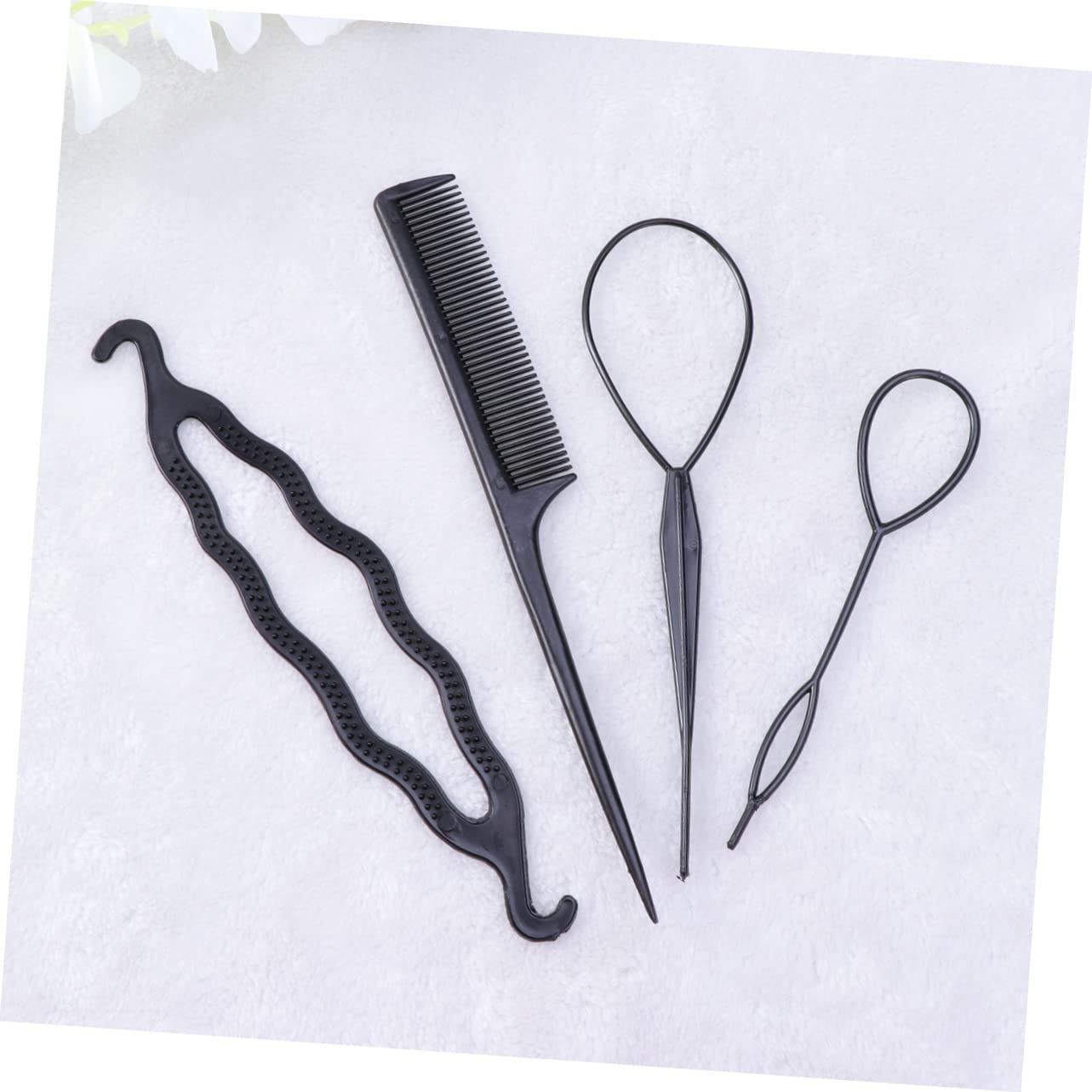 FRCOLOR Lightweight 4-in-1 Hair Clip Holder & Ponytail Maker Kit - Hair Bun Maker, Braid Hairstyle Tool, Styling Accessories for Women (Black) - Perfect for Salon, Home Use & Travel Hair Styling