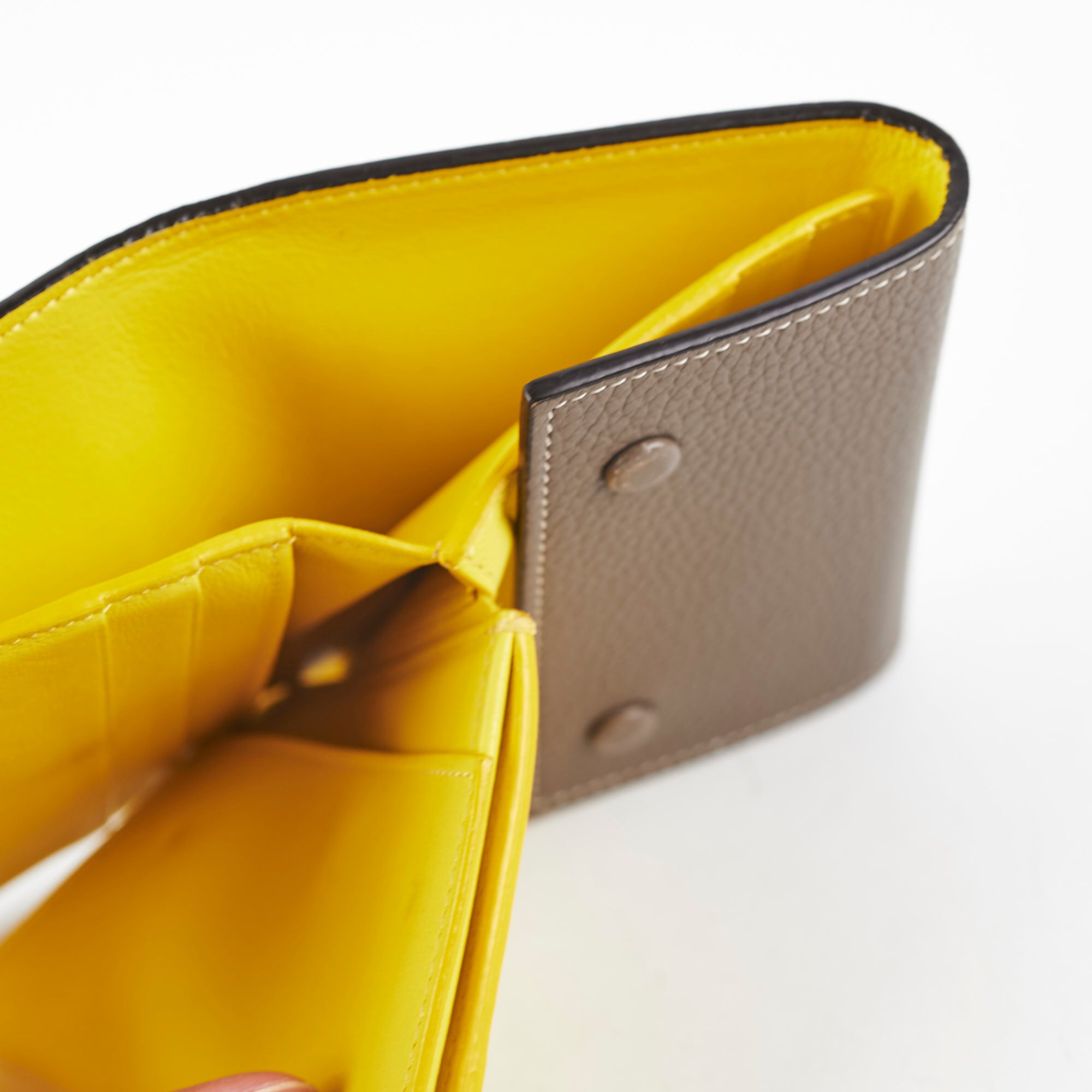 Celine Grey and Yellow Leather Wallet for Women - Stylish and Compact Card Holder for Everyday Use, Travel, and Gifting