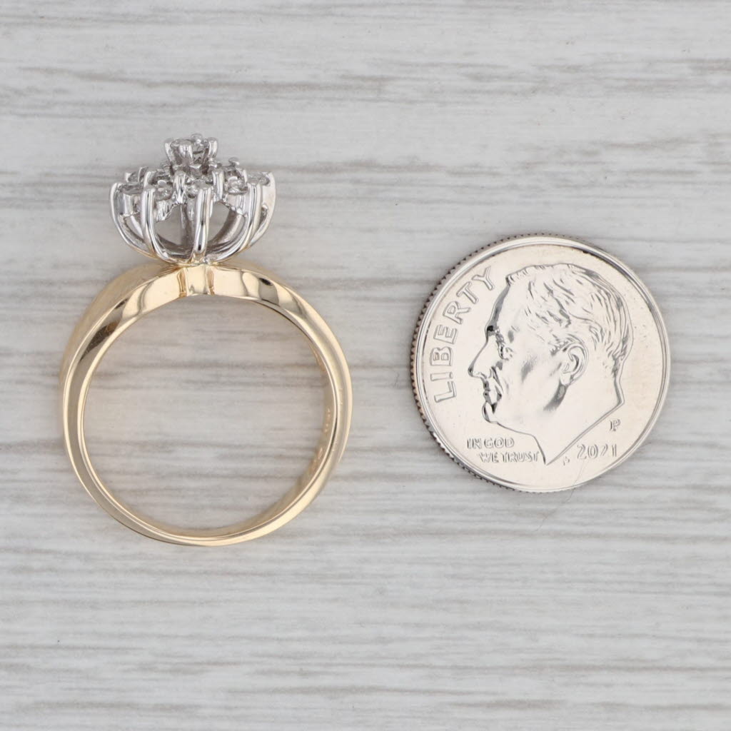 0.47ctw Diamond Flower Cluster Engagement Ring 14k Yellow Gold Size 6.25 - Perfect for Proposals, Anniversaries & Romantic Occasions
