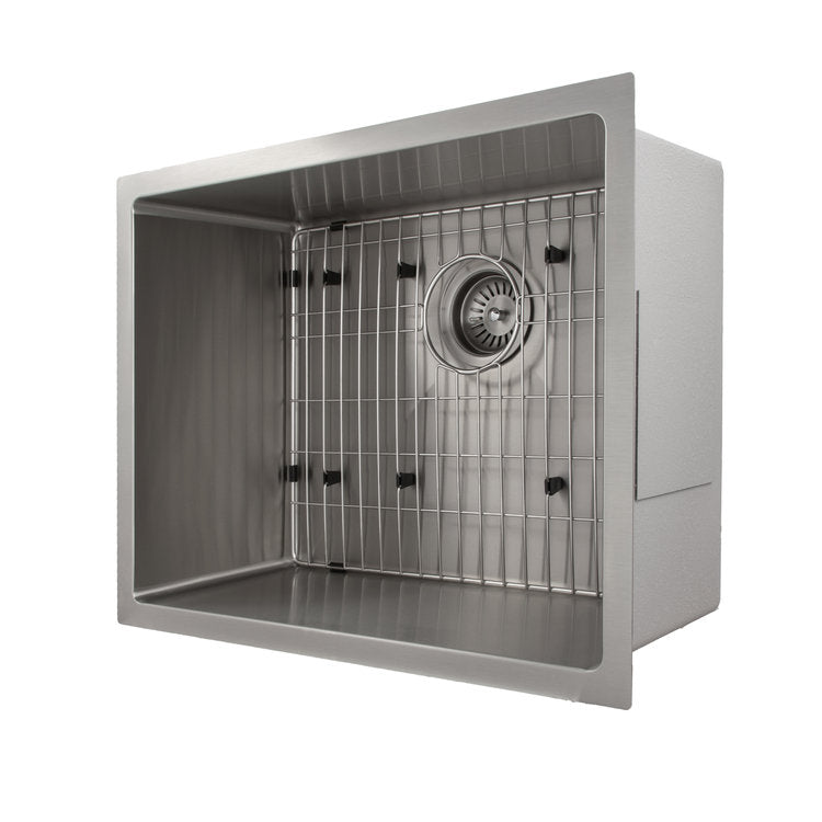 ZLINE Meribel 23-Inch Undermount Single Bowl Stainless Steel Kitchen Sink with Bottom Grid (SRS 23) - Perfect for Modern Kitchens, Dishwashing & Food Prep