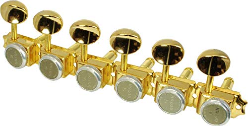 Premium Gotoh Magnum Lock Traditional Tuners - 6-in-Line Gold Guitar Tuning Machines with Finger Lock System | Perfect for Electric & Bass Guitars, Professional Musicians & DIY Guitar Upgrades