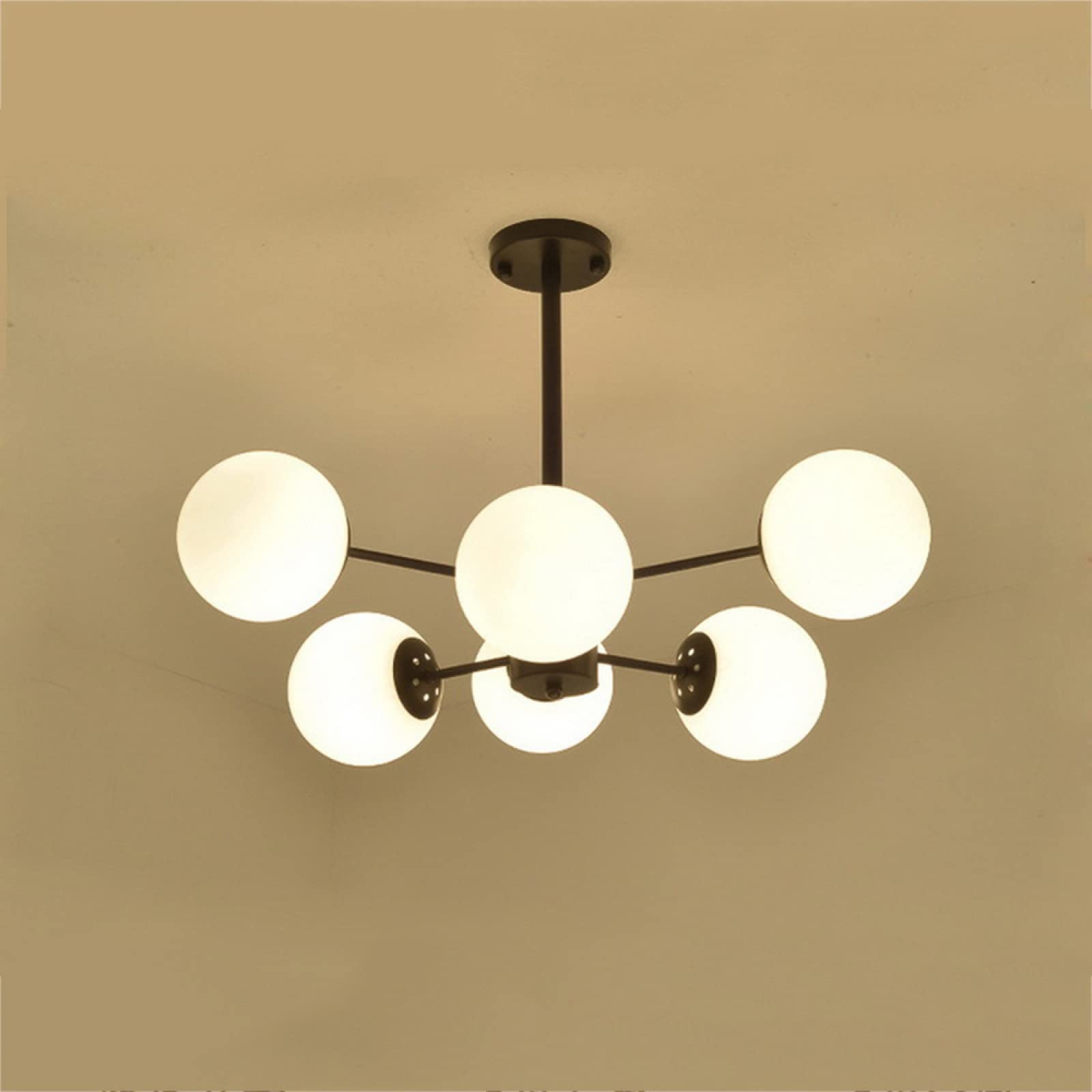 Modern LED Sputnik Chandelier - 6 Head Black & Warm Light Molecular Pendant Lamp for Living Room, Bedroom, Restaurant | Postmodern Nordic Style Ceiling Light for Home & Commercial Spaces