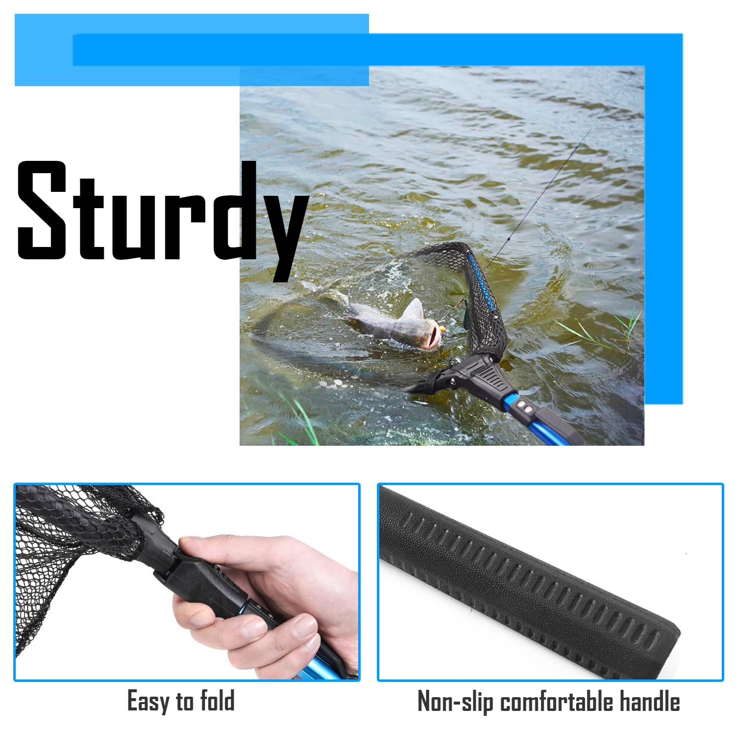 Senston Collapsible Telescoping Fishing Landing Net - Portable & Lightweight for Kayak, Salmon, Fly, Catfish, Trout Fishing - Easy Storage & Transport - Ideal for Freshwater Fishing Adventures