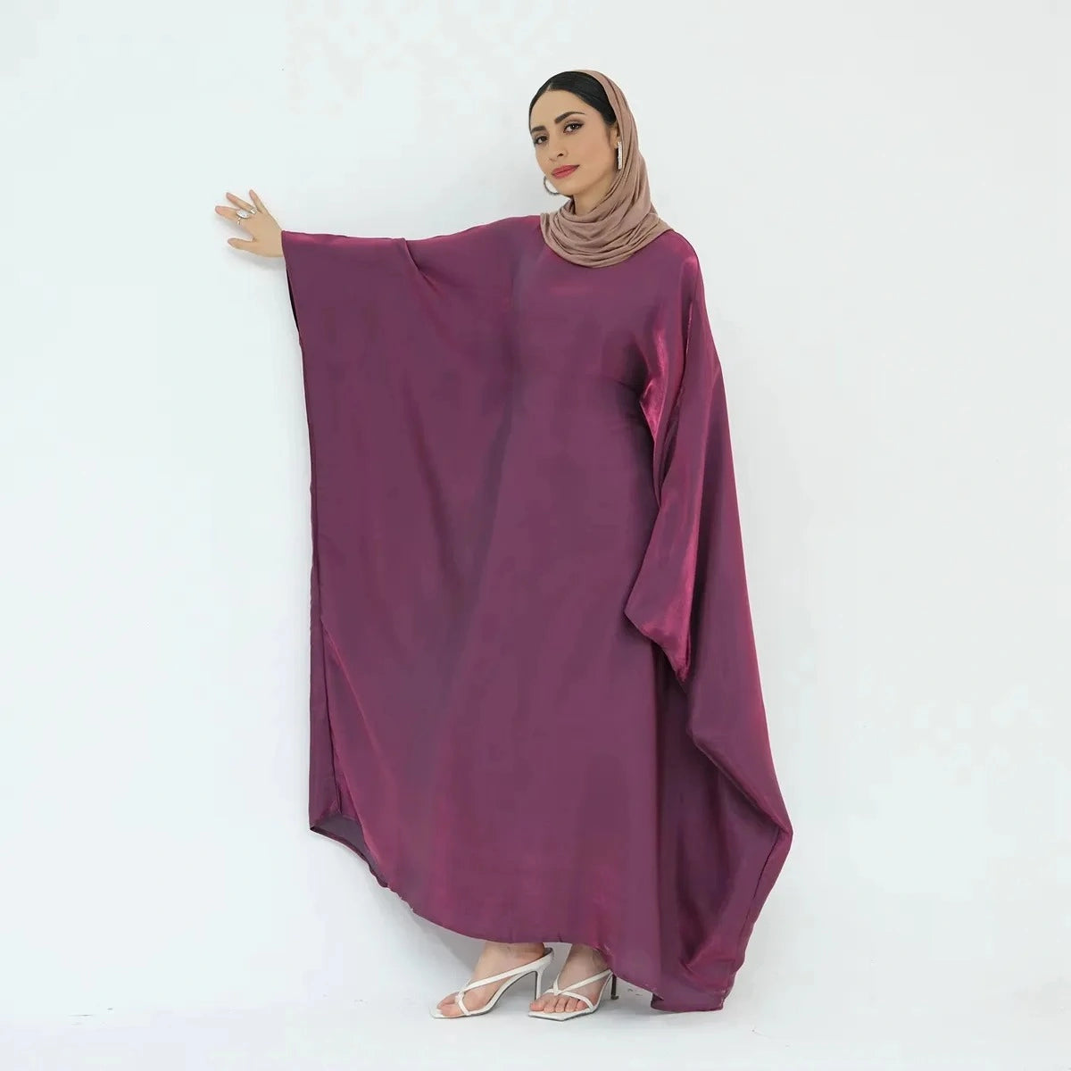 20 Color Options Sparkling Women's Abaya Dress - Elegant Muslim Prayer Dress for Ramadan, Eid & Special Occasions