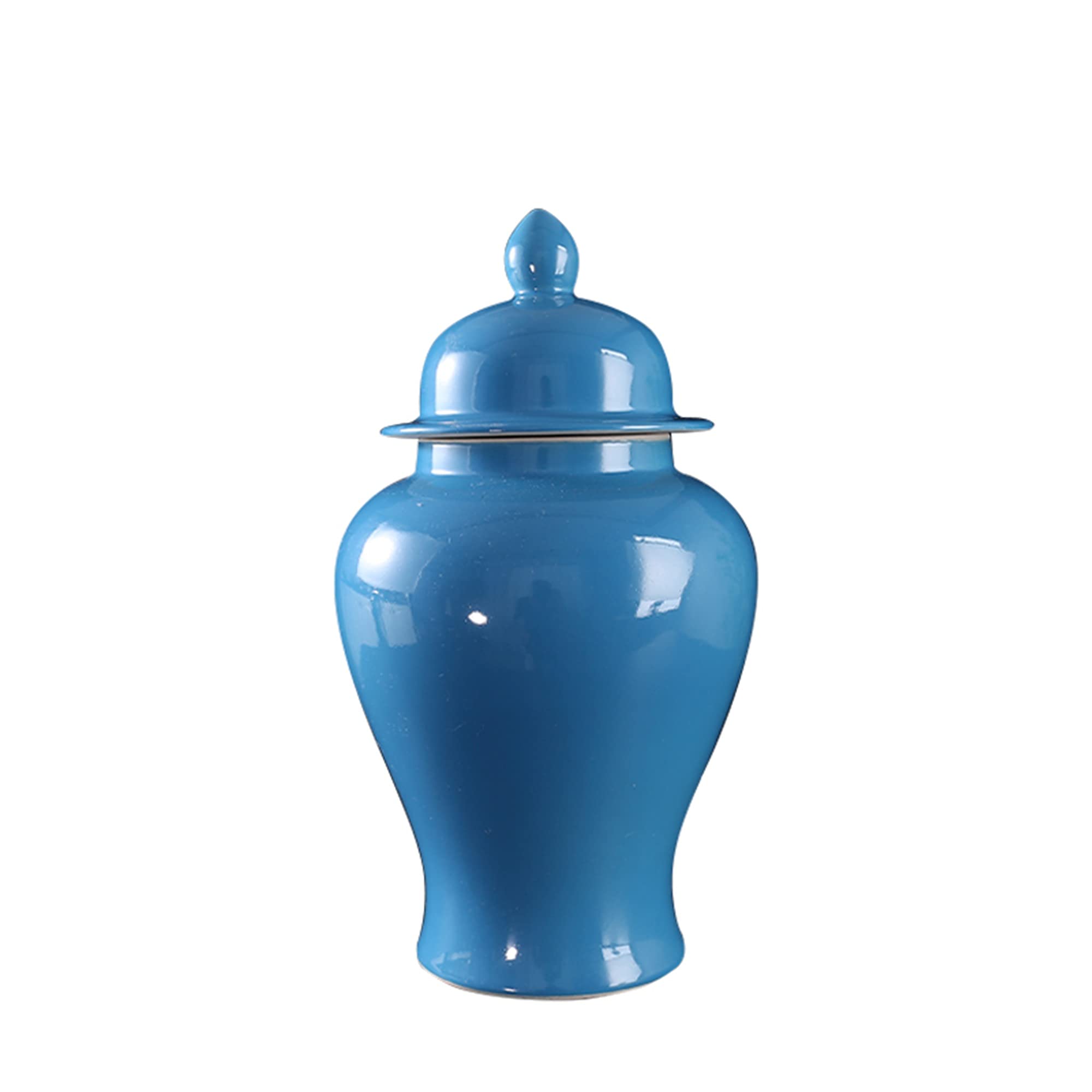 KORANGE Blue Ginger Jar - Handmade Porcelain Temple Jar with Lid, 13.3 Inch Decorative Ceramic Vase for Home Decor, Wedding Centerpiece & Asian-Inspired Interior Design
