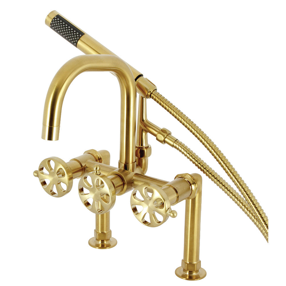 Kingston Brass AE8408RX Belknap 7 Inch Deck Mount Clawfoot Tub Faucet - Vintage Style Bathroom Fixture for Freestanding Bathtubs & Luxury Spa Settings