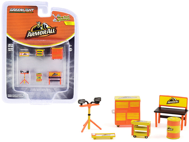 Armor All 6-Piece Shop Tools Set - Premium Automotive Tool Accessories for 1/64 Scale Models by Greenlight - Perfect for Car Enthusiasts & Model Collectors