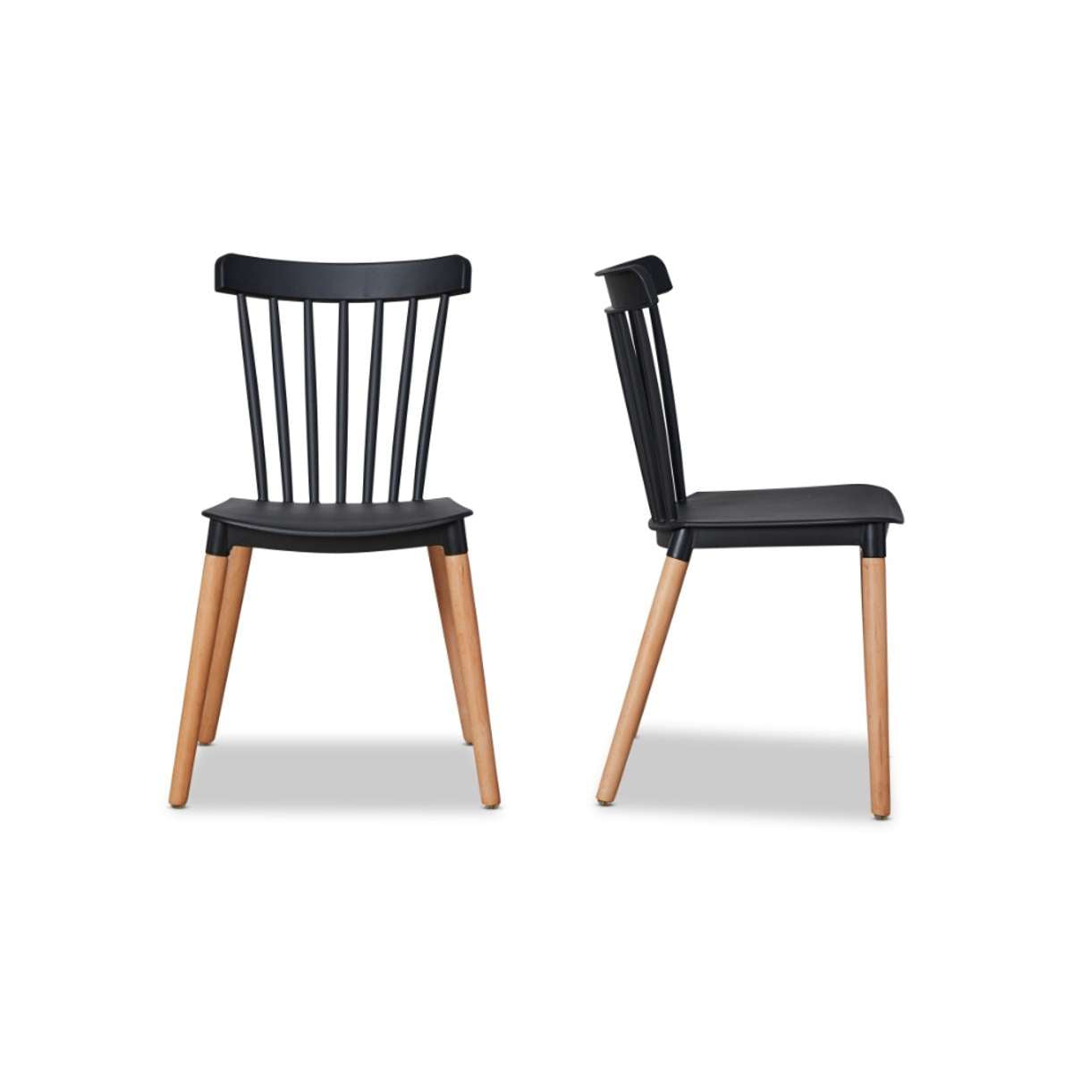Frida Dining Chairs Set of 2 - Modern Black Kitchen Chairs for Dining Room, Breakfast Nook & Small Spaces