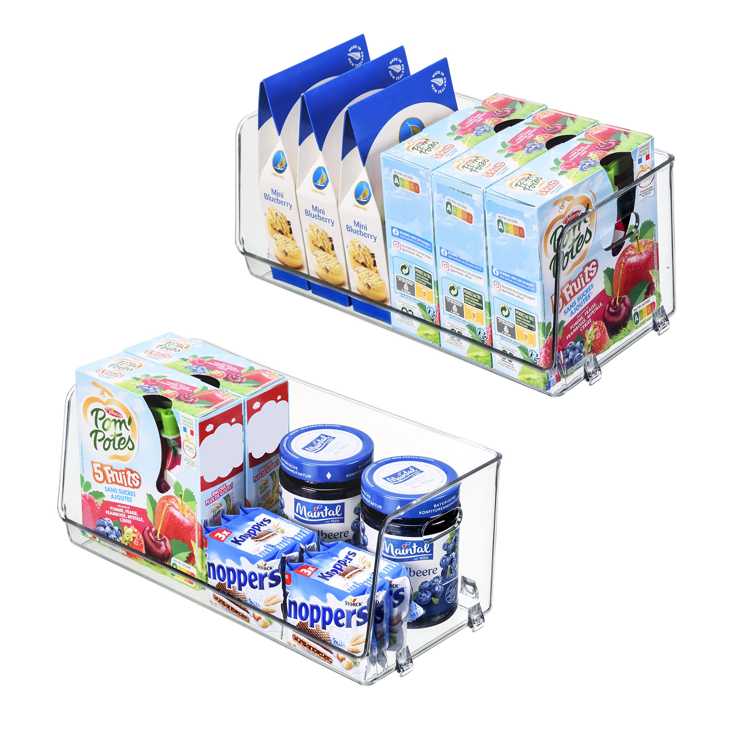 2 Pack Clear Stackable Plastic Refrigerator Pantry Organizer Bins - X Large Storage Containers for Kitchen, Countertops, Cabinets, Freezer & Home Organization | Perfect for Meal Prep & Space Saving