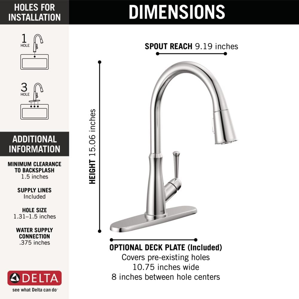 Delta Faucet Westville Pull-Down Kitchen Faucet in Chrome - Magnetic Docking Spray Head, High-Arc Design for Easy Washing | Perfect for Modern Kitchens, Large Pots Cleaning & Busy Home Cooks