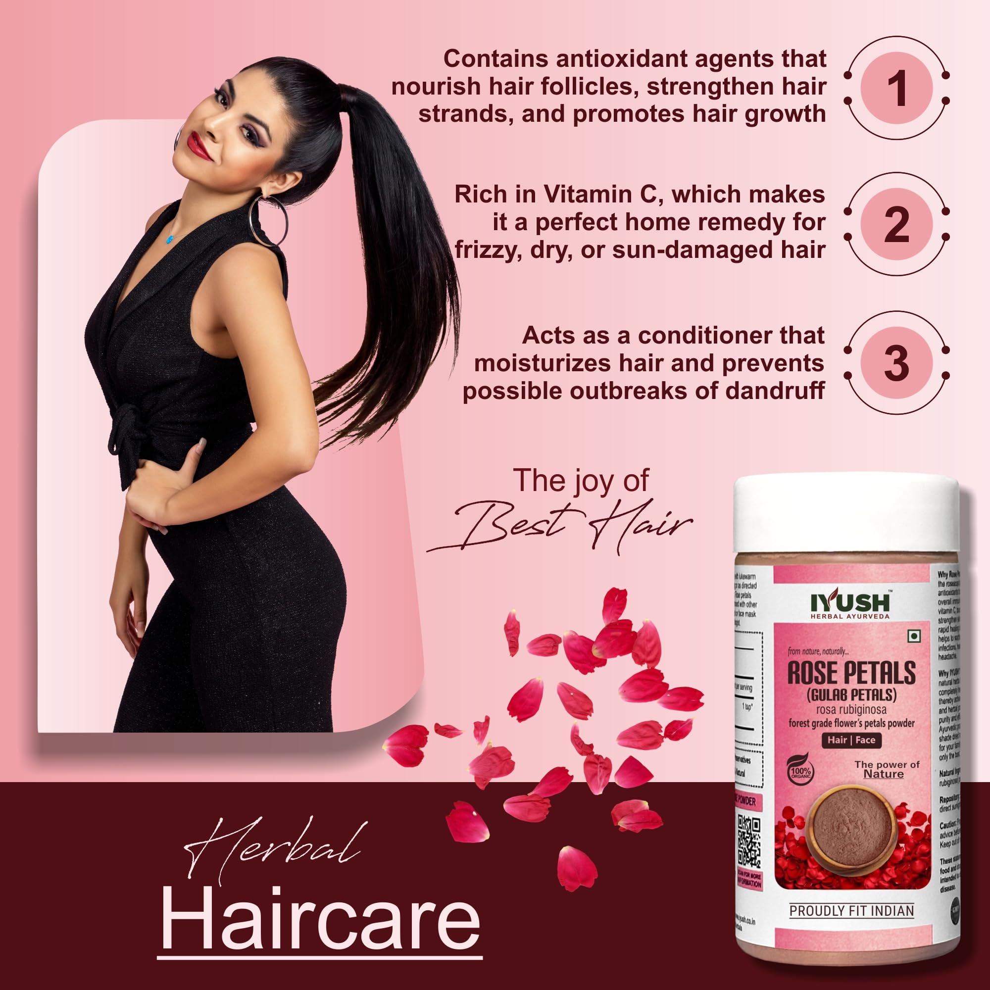 IYUSH Ayurvedic Rose Petal Powder for Face & Skin Whitening – 250gm | Organic Rose Powder for Glowing Skin, DIY Face Masks & Natural Beauty Care | Perfect for Spa Day, Skincare Routine & Holistic Beauty Treatments