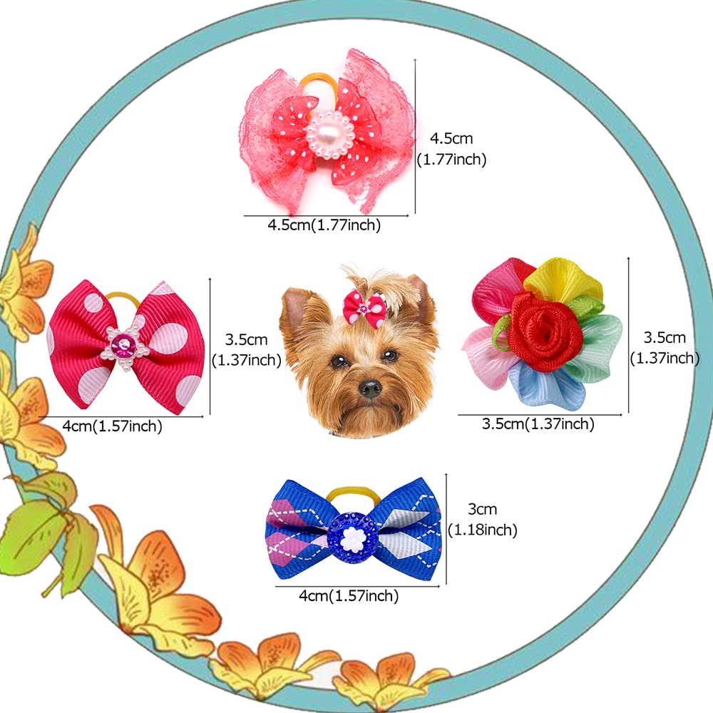 60pcs Dog Hair Bows - High Tenacity Rubber Band Puppy Grooming Accessories - 30 Beautiful Short Bows for Small Dogs - Perfect for Pet Grooming, Photo Shoots & Special Occasions
