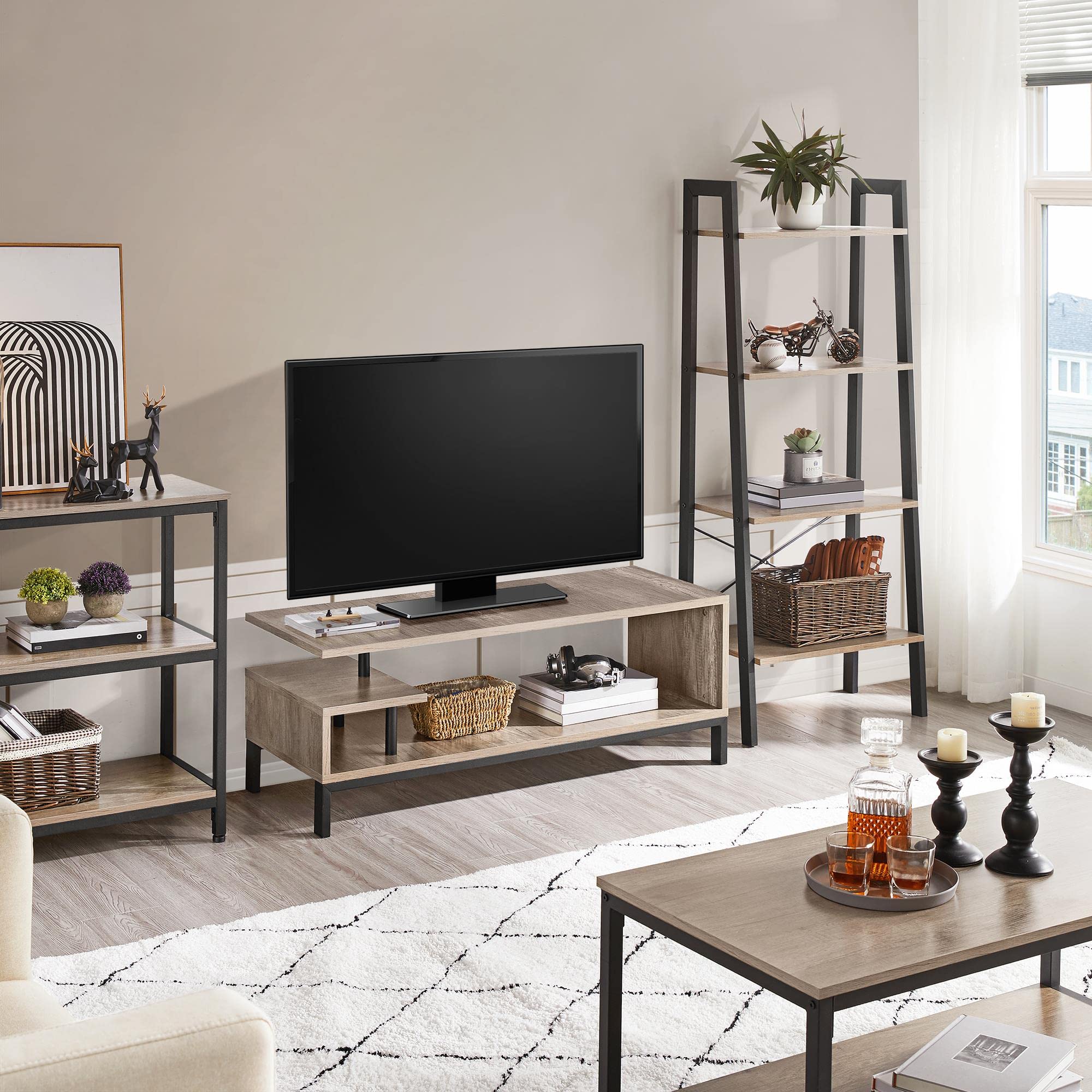Yaheetech 42 Inch TV Stand for 50 Inch TVs, Small Corner Entertainment Center with Storage - Modern Gray Media Console for Living Room & Bedroom - Perfect for Home Theater Setup and Space-Saving Storage Solutions