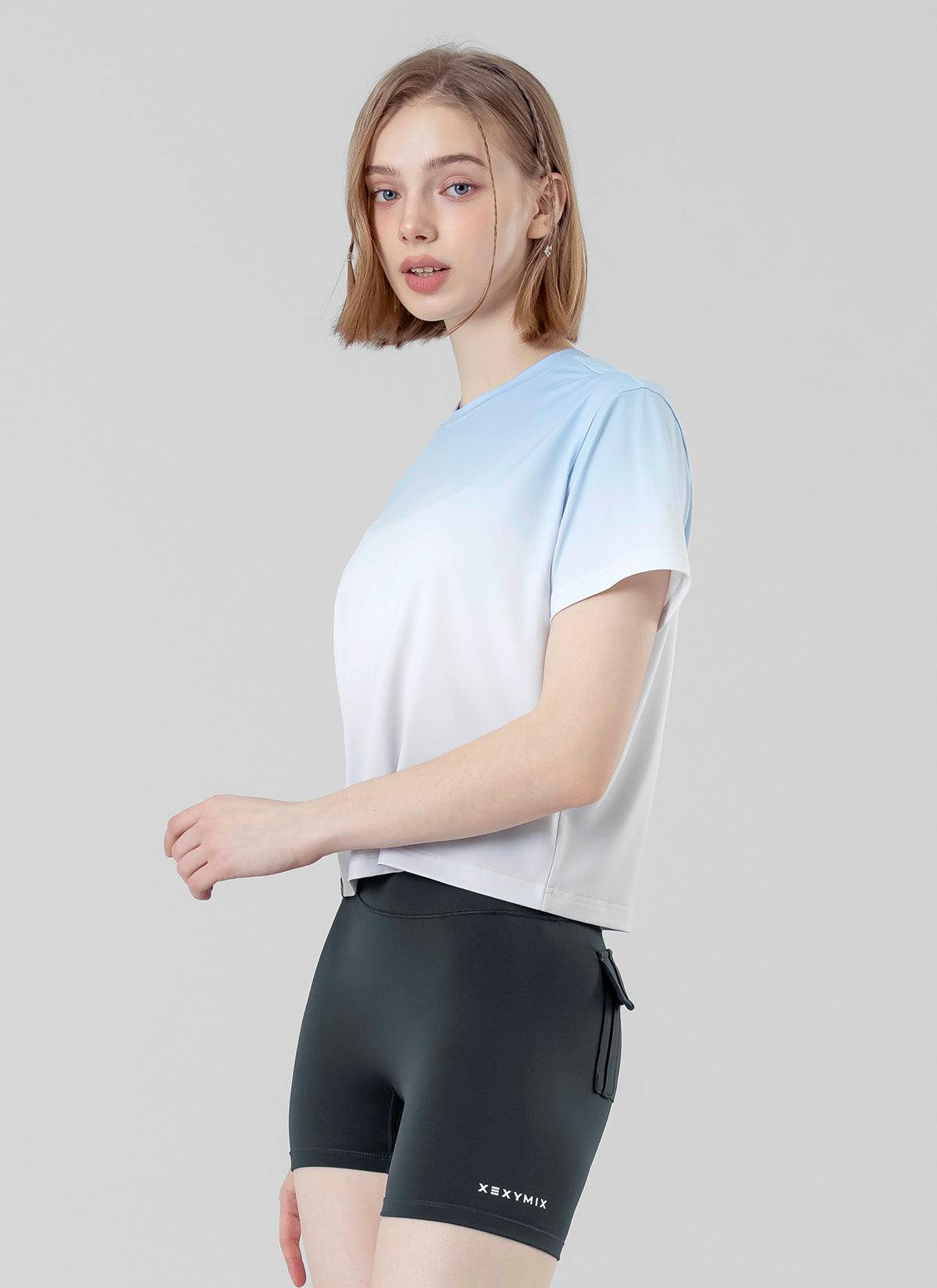 Stylish Ice Feather Ombre Crop Short Sleeve Top - Trendy Summer Fashion for Women | Perfect for Beach Outings, Music Festivals & Casual Wear