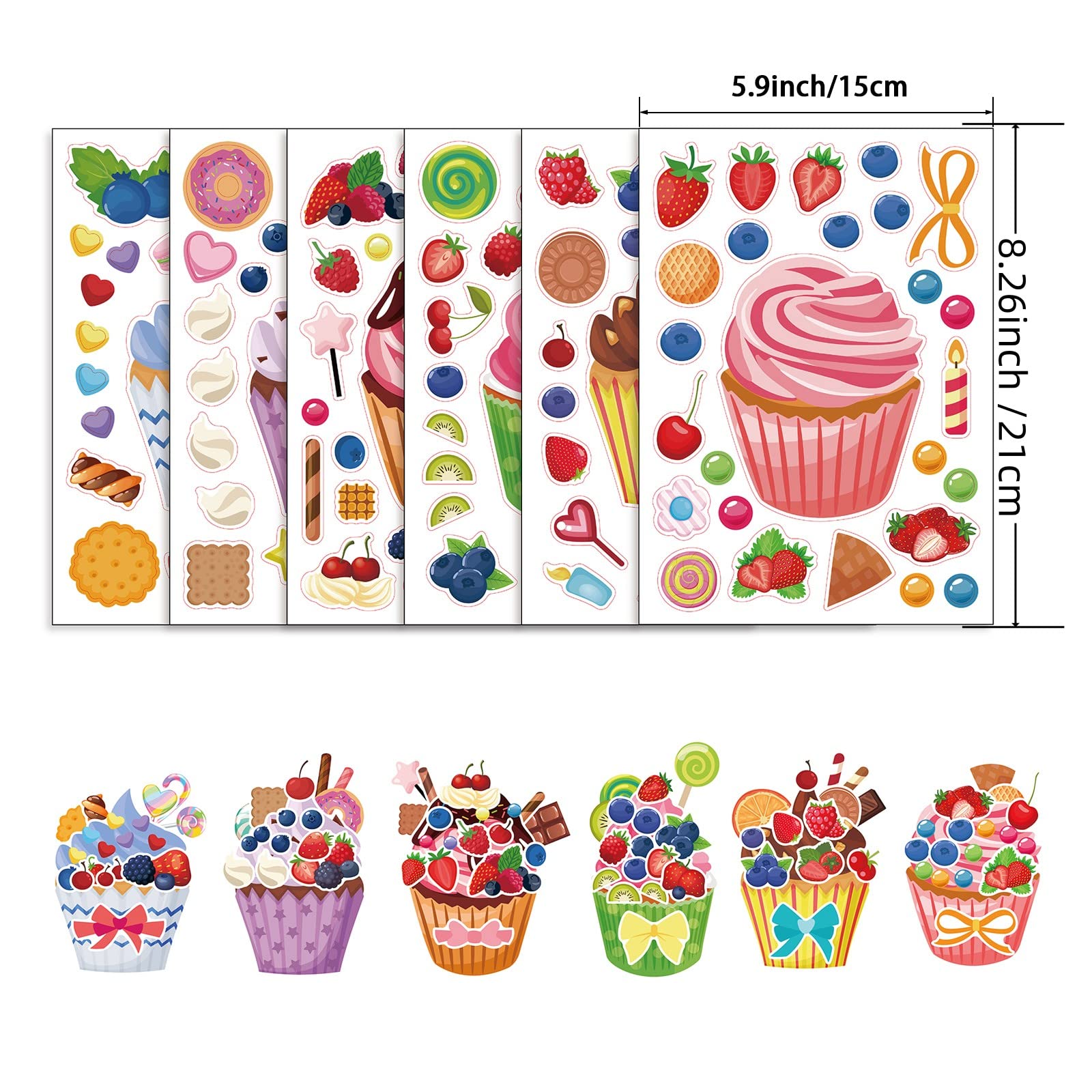 DIY Cupcake & Cake Sticker Maker Kit - Sweet Treats & Dessert Stickers for Kids, Students, Party Favors & Scrapbooking - Fun Baking Themed Arts & Crafts for Birthdays, Classrooms & DIY Projects