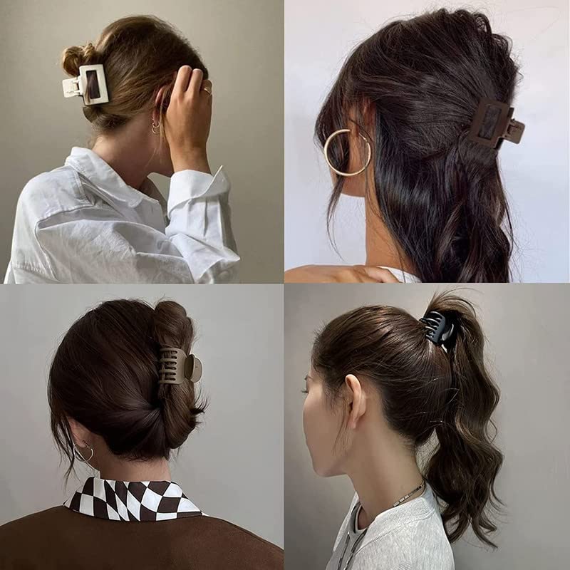 RECTYO GALLERY 8PCS Small Hair Claw Clips - Banana Clips & Rectangle Hair Jaw Clips, Non-Slip Hair Accessories for Women & Girls - Perfect for School, Work, Gym & Everyday Hairstyles