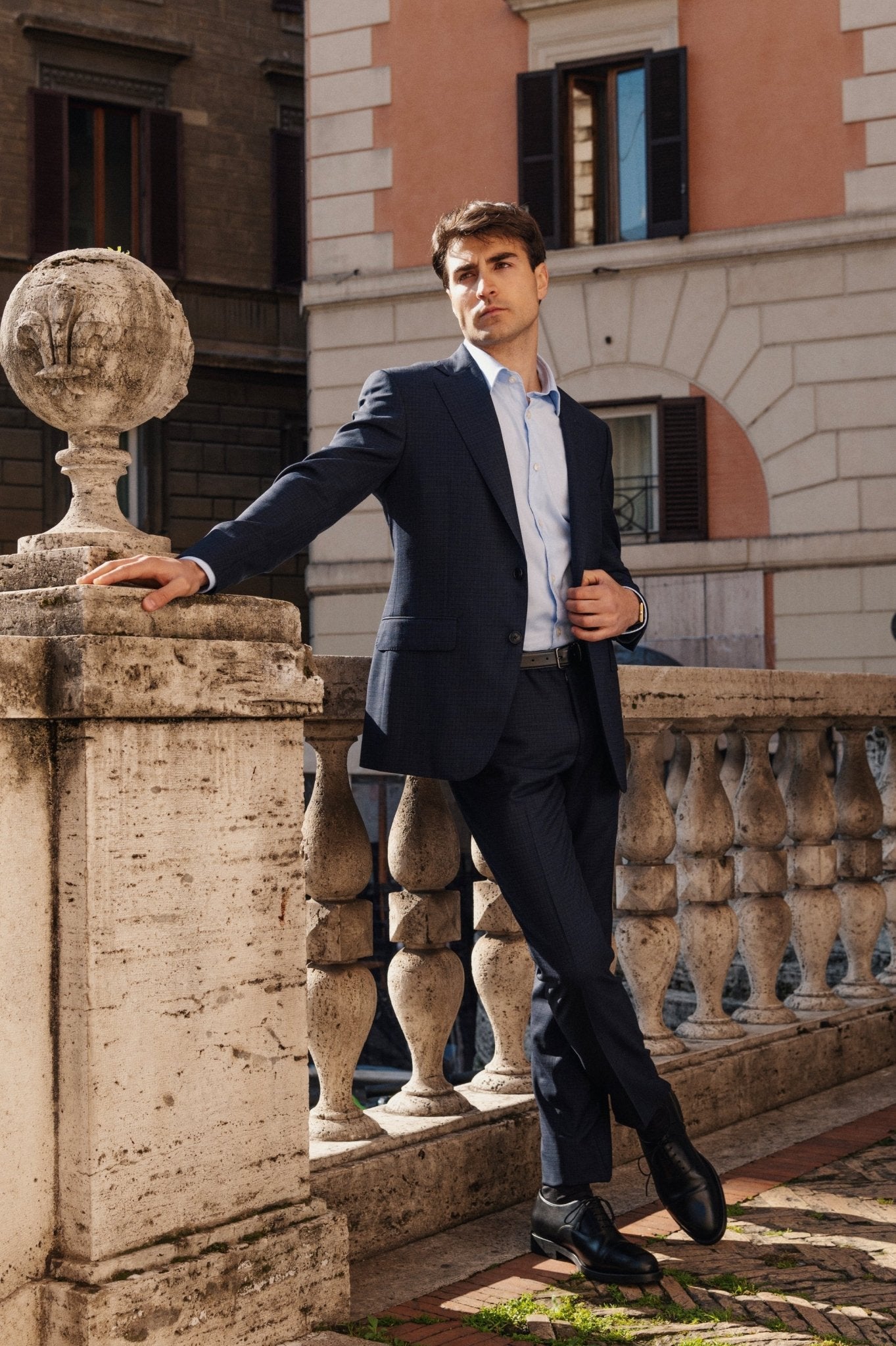 Zegna High Performance™ Plain Wool Suit for Men - Dark Navy Blue Business Formal Wear | Premium Italian Wool Tailored Suit for Office, Wedding & Special Occasions
