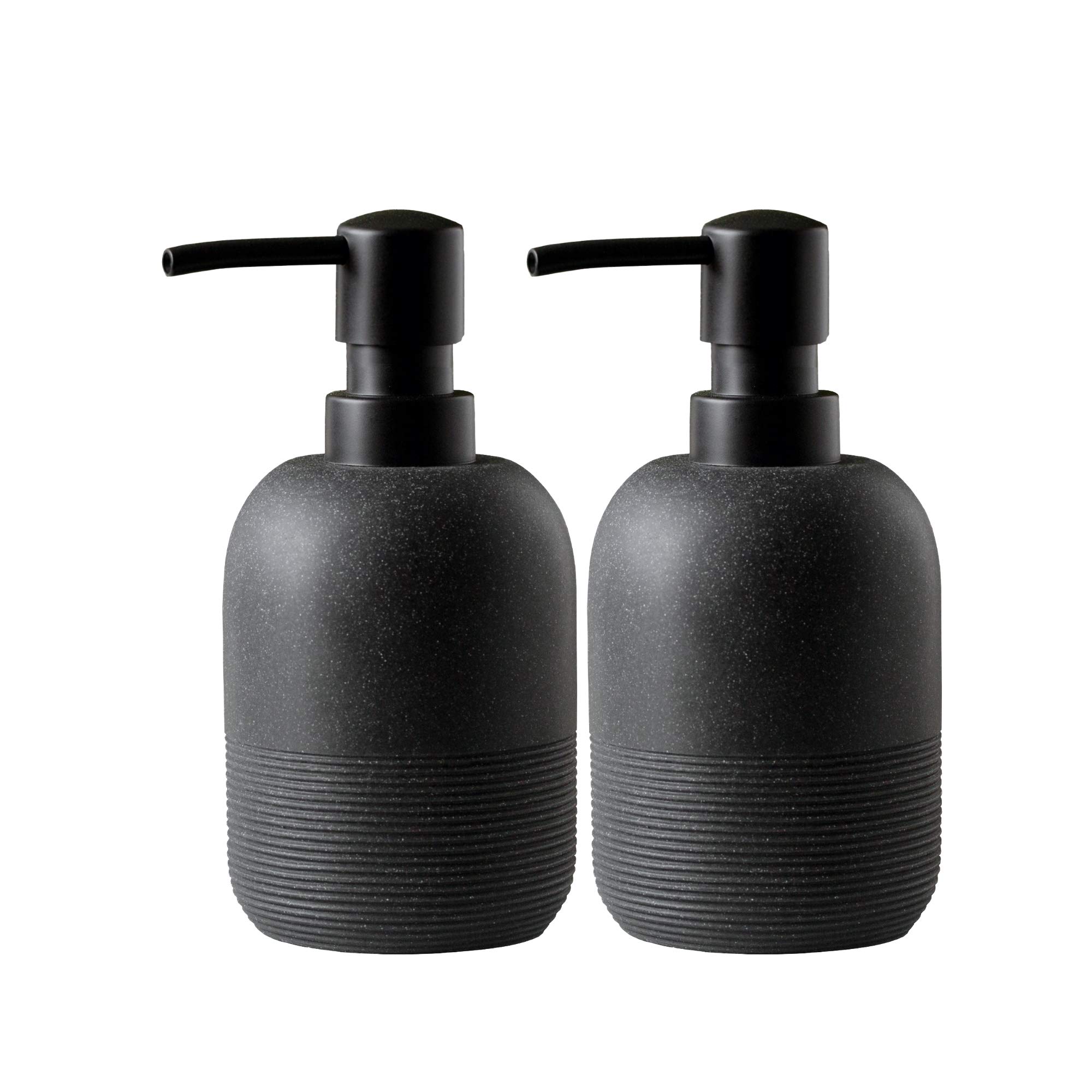 Matte Black Soap Dispenser Set with Pump - 10.6oz Modern Hand Soap & Lotion Dispenser for Bathroom Countertop & Kitchen Sink - Elegant Touch for Home, Office, and Restaurant Decor