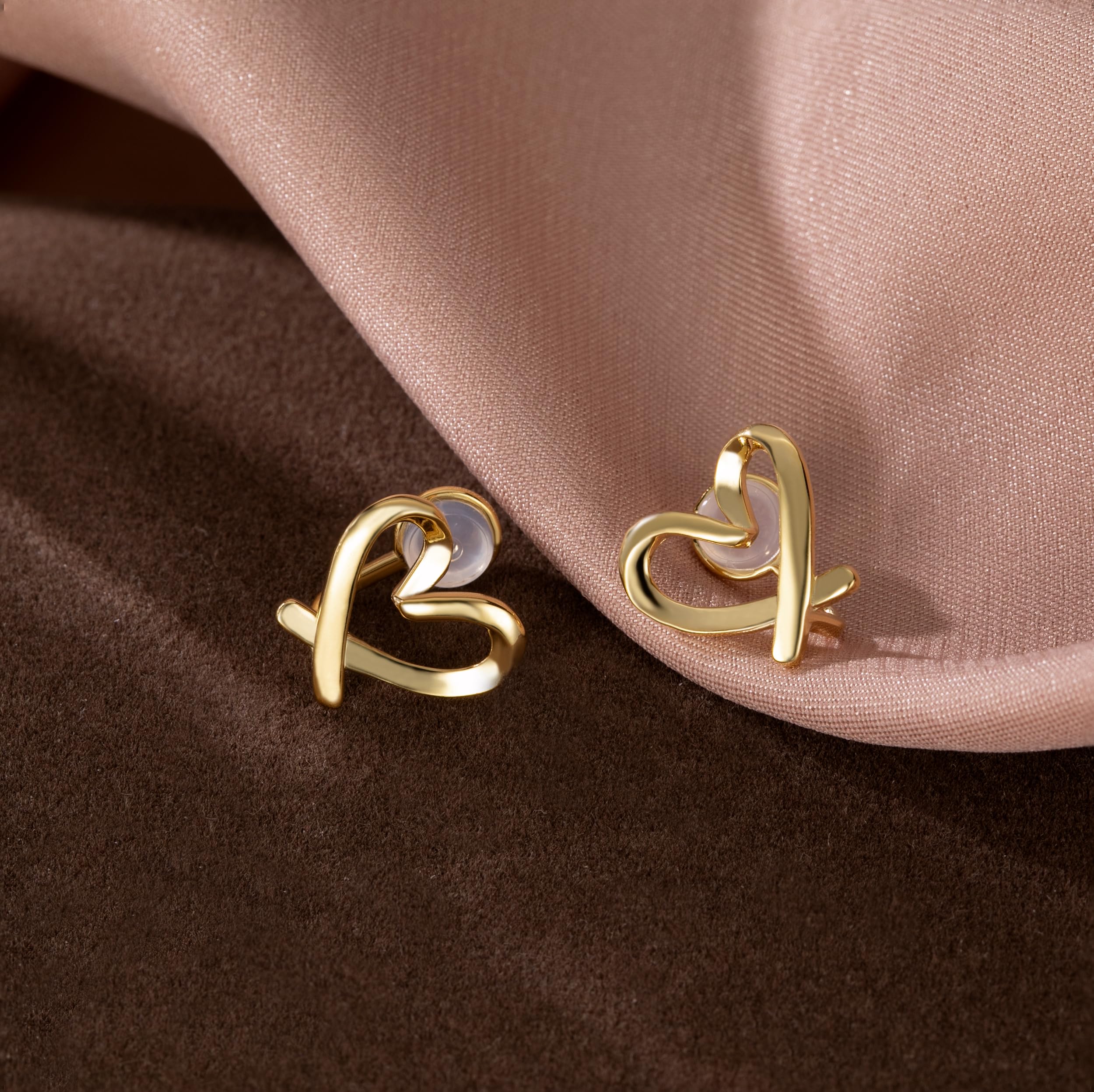 Reffeer Solid 925 Sterling Silver Clip On Heart Earrings for Women - No Piercing Love Heart Wrap Cuff Earrings - Perfect for Valentine's Day, Weddings & Date Nights