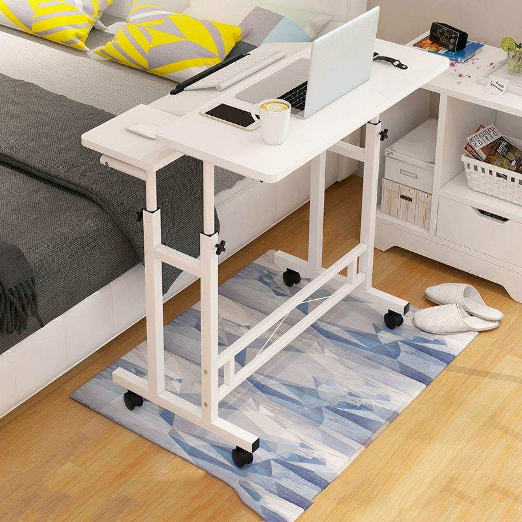 Adjustable Height Mobile Laptop Desk with Wheels - Portable Standing Computer Table for Home Office, Dorm Room, or Sofa Side Table - Ideal for Work, Study, and Presentations