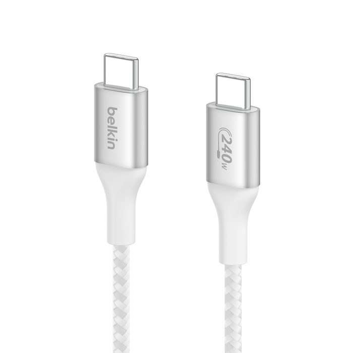Belkin USB C to USB C Cable 240W 2M White - Fast Charging for MacBook, iPad, Samsung Galaxy & More - Perfect for Home, Office & Travel