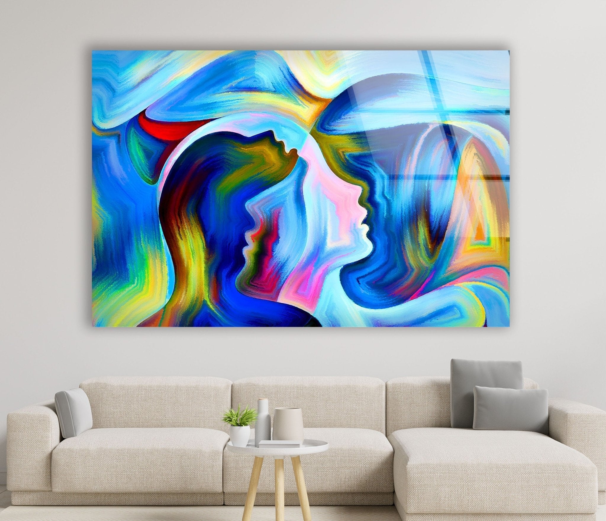 Abstract Woman Glass Wall Art - Modern Handmade Glass Painting for Home & Office Decor - Perfect for Living Room, Bedroom, or Office Wall Decor