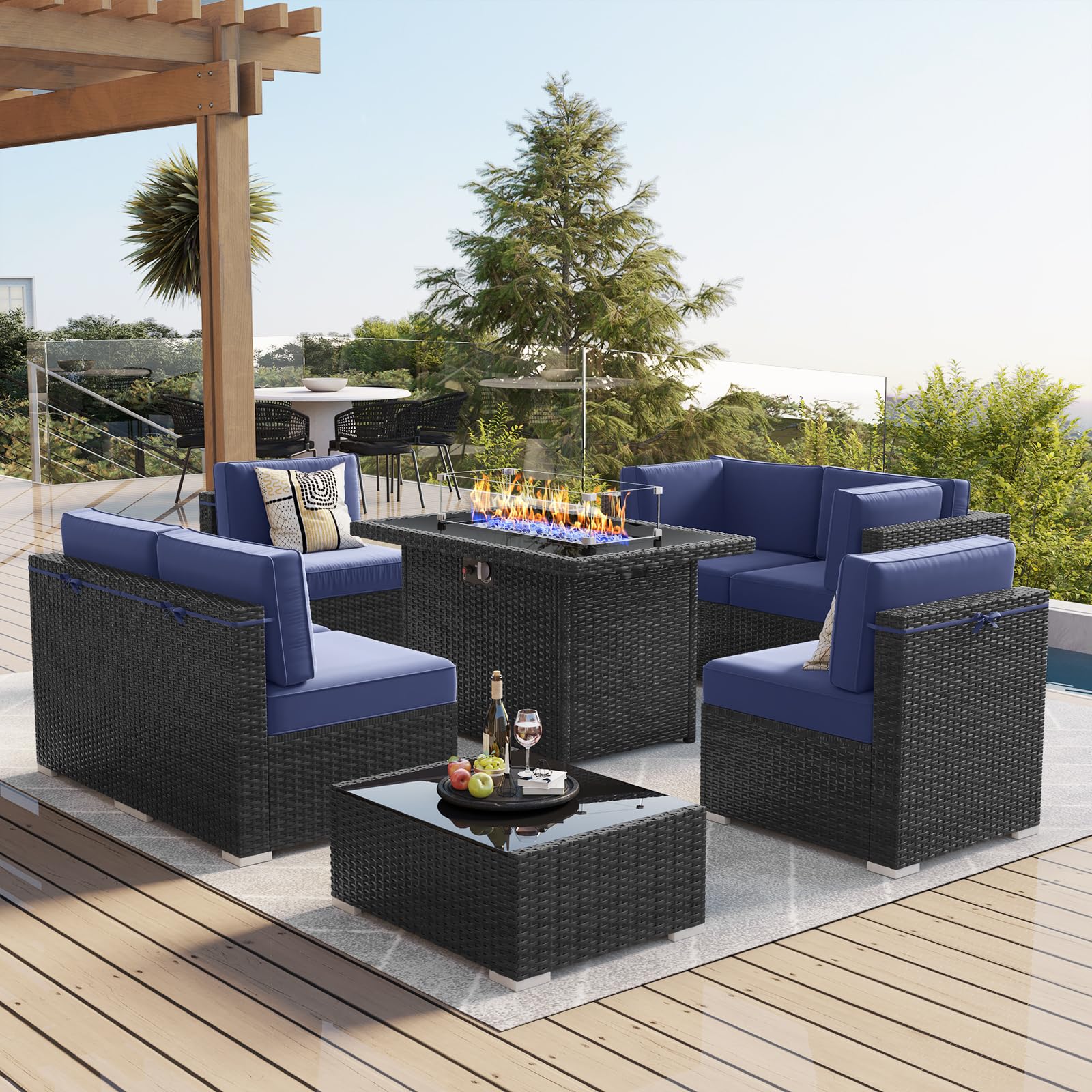 8-Piece Outdoor Patio Furniture Set with 44