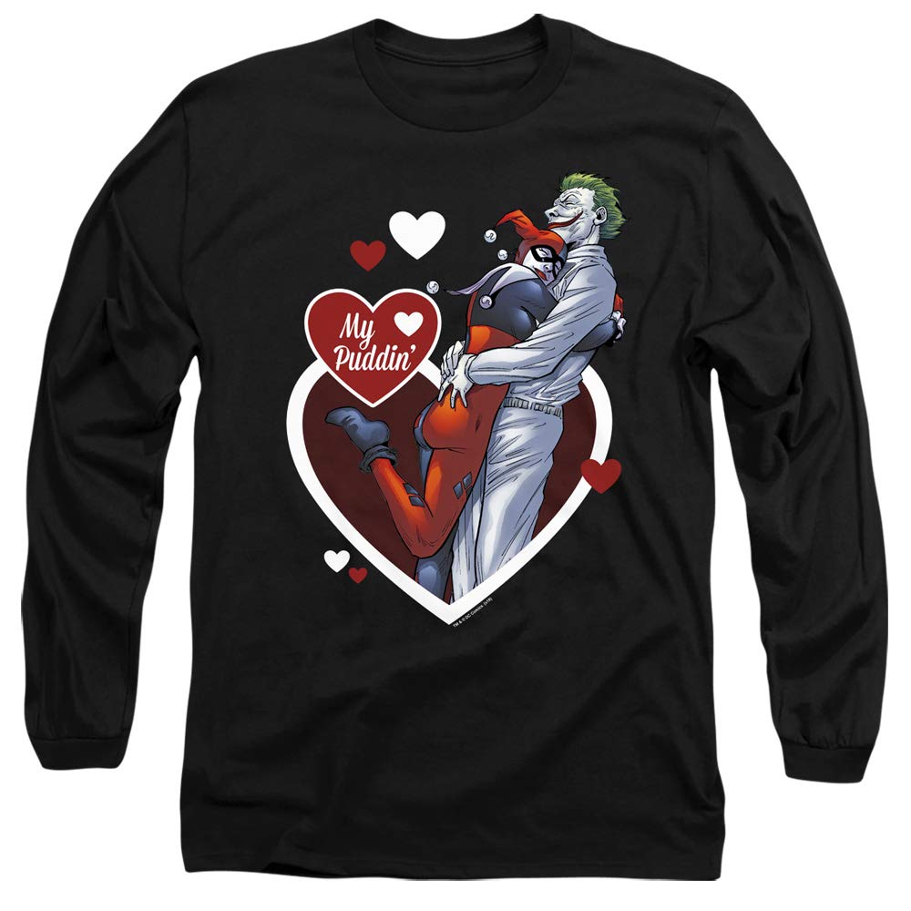 Batman Long Sleeve T-Shirt for Men - A&E Designs My Puddin Black Graphic Tee | Superhero Apparel for Cosplay, Comic Con & Casual Wear