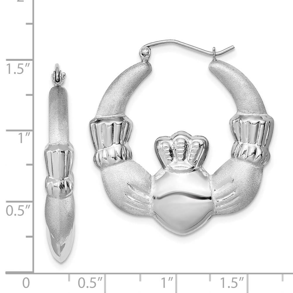 Sterling Silver Claddagh Hoop Earrings - 35mm (1-3/8