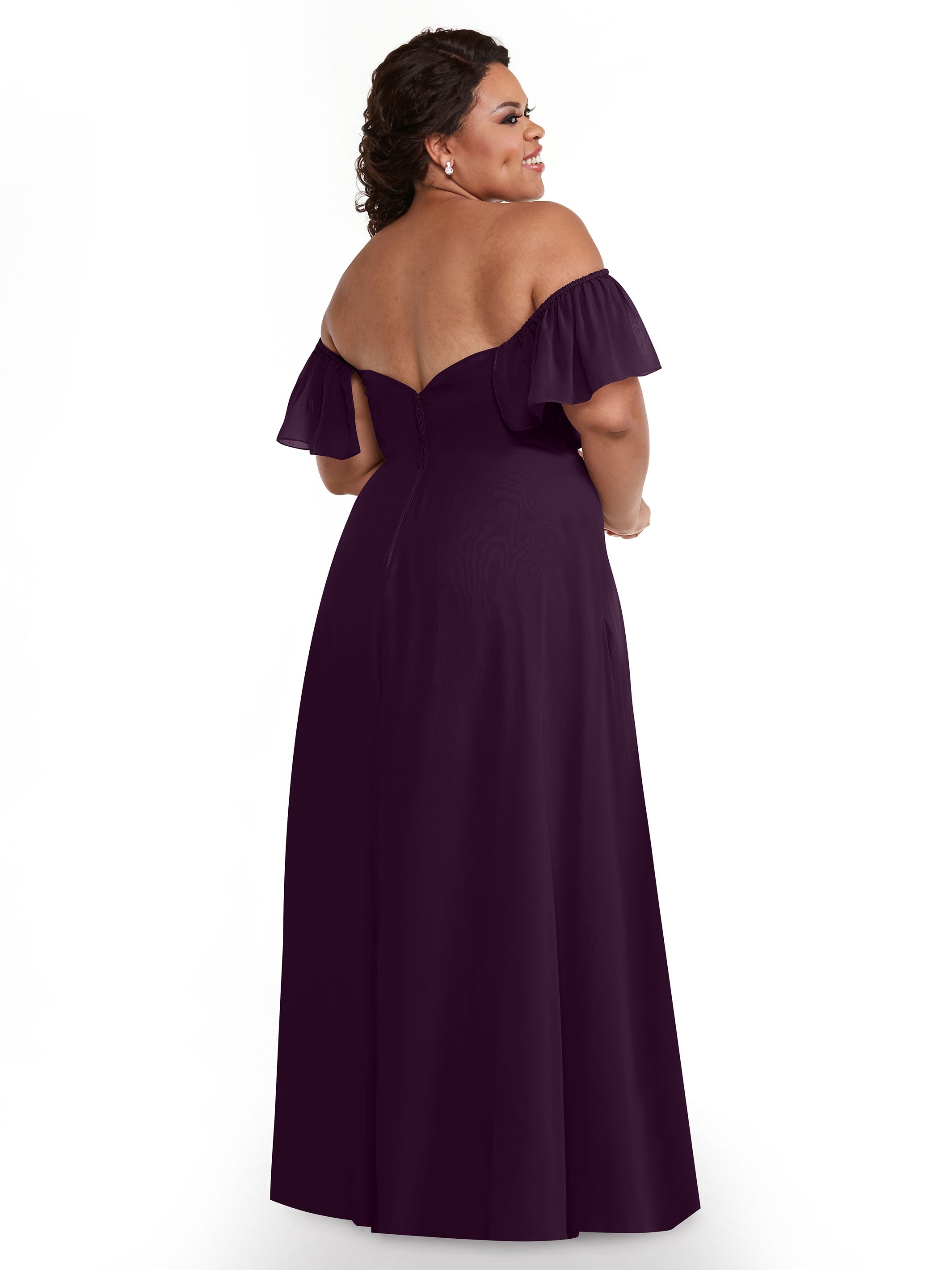 Elegant A-Line Off-The-Shoulder Chiffon Bridesmaid Dress with Pockets - 80168 | Perfect for Weddings, Formal Events & Special Occasions